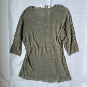 Dusty Olive Green Max Studio Knit 3/4 Sleeve Tunic Casual Dress Fall Style